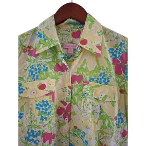 Lilly Pulitzer Resort Fit Top Floral Print Cotton Shirt Women's Size XS